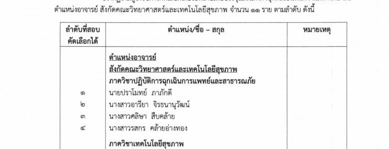 ประกาศรายชื่อผู้ได้รับการคัดเลือก (ตำแหน่งอาจารย์ ประจำเดือนมิ.ย. 61 ครั้งที่ 2)_Page_1