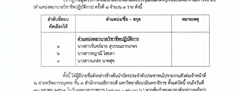 ประกาศ นมร. รายชื่อผู้ได้รับการคัดเลือก2